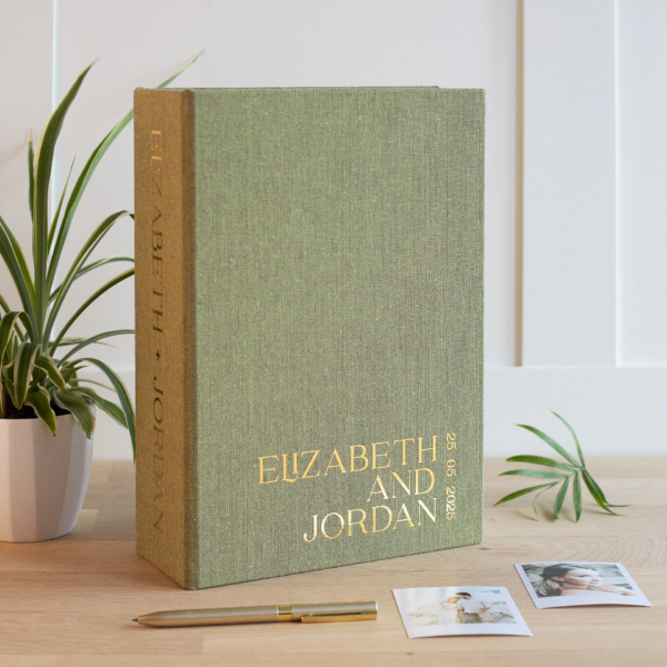 Linen Wedding Guest Book Vertical