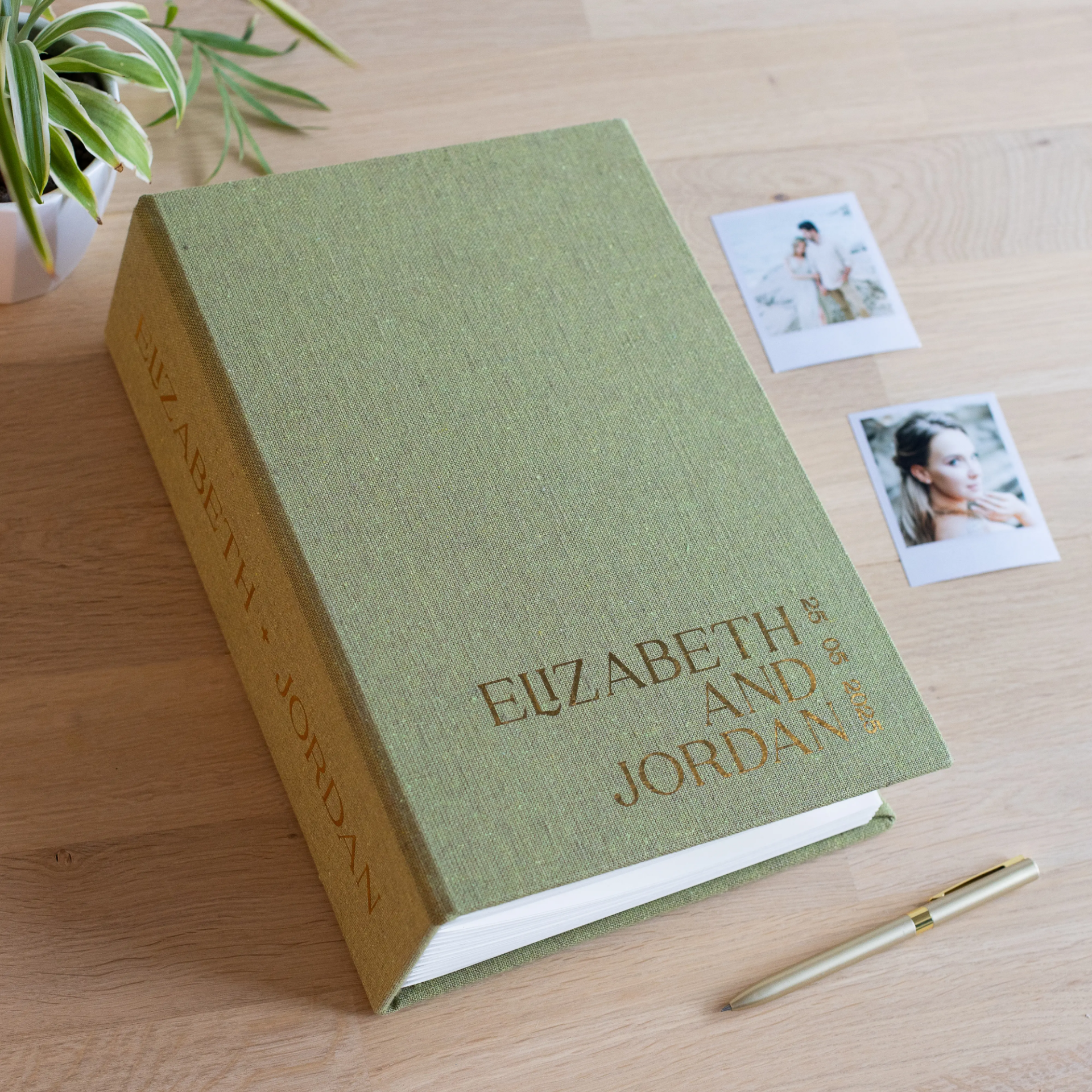 Linen Wedding Guest Book Vertical - Image 5