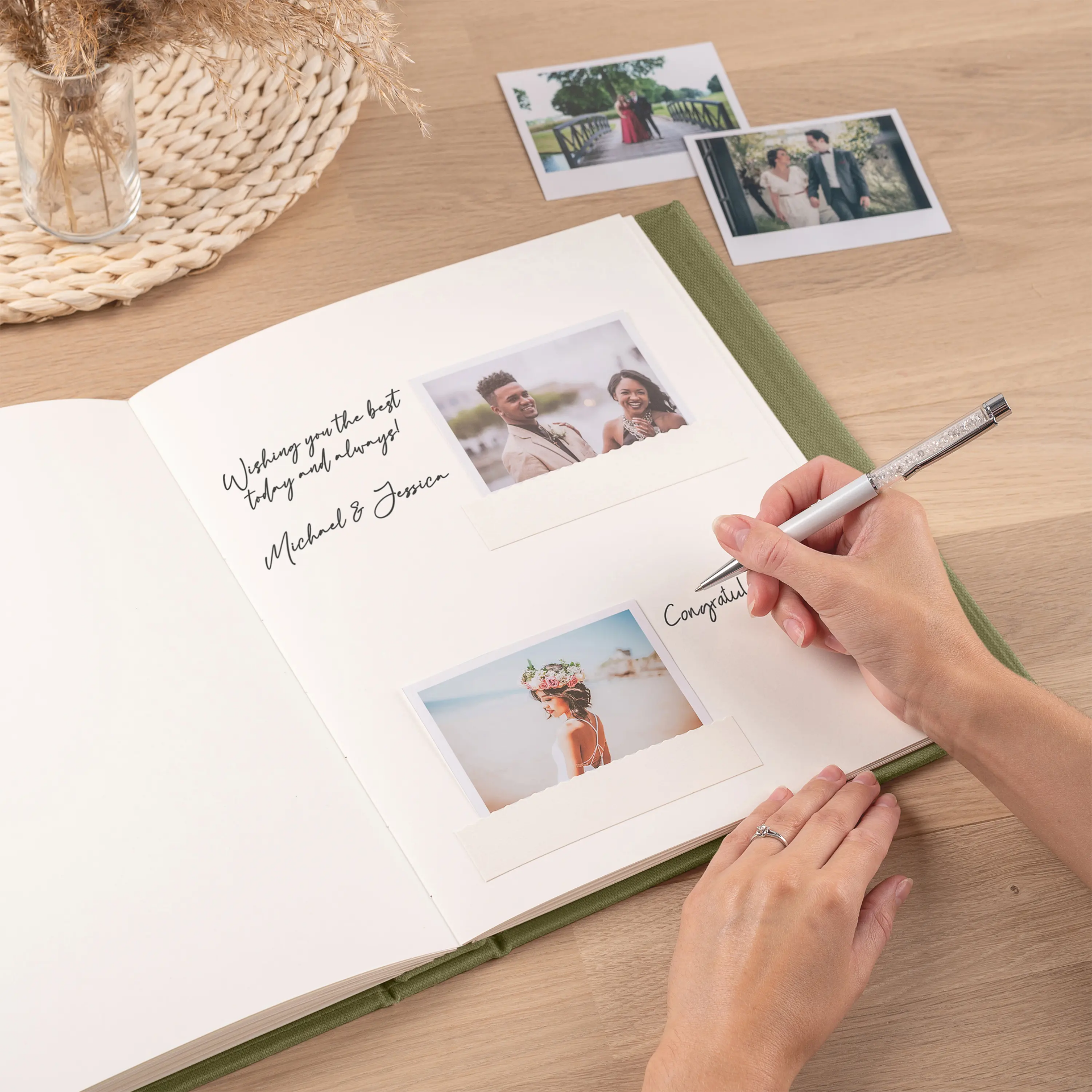 Linen Wedding Guest Book Vertical - Image 5