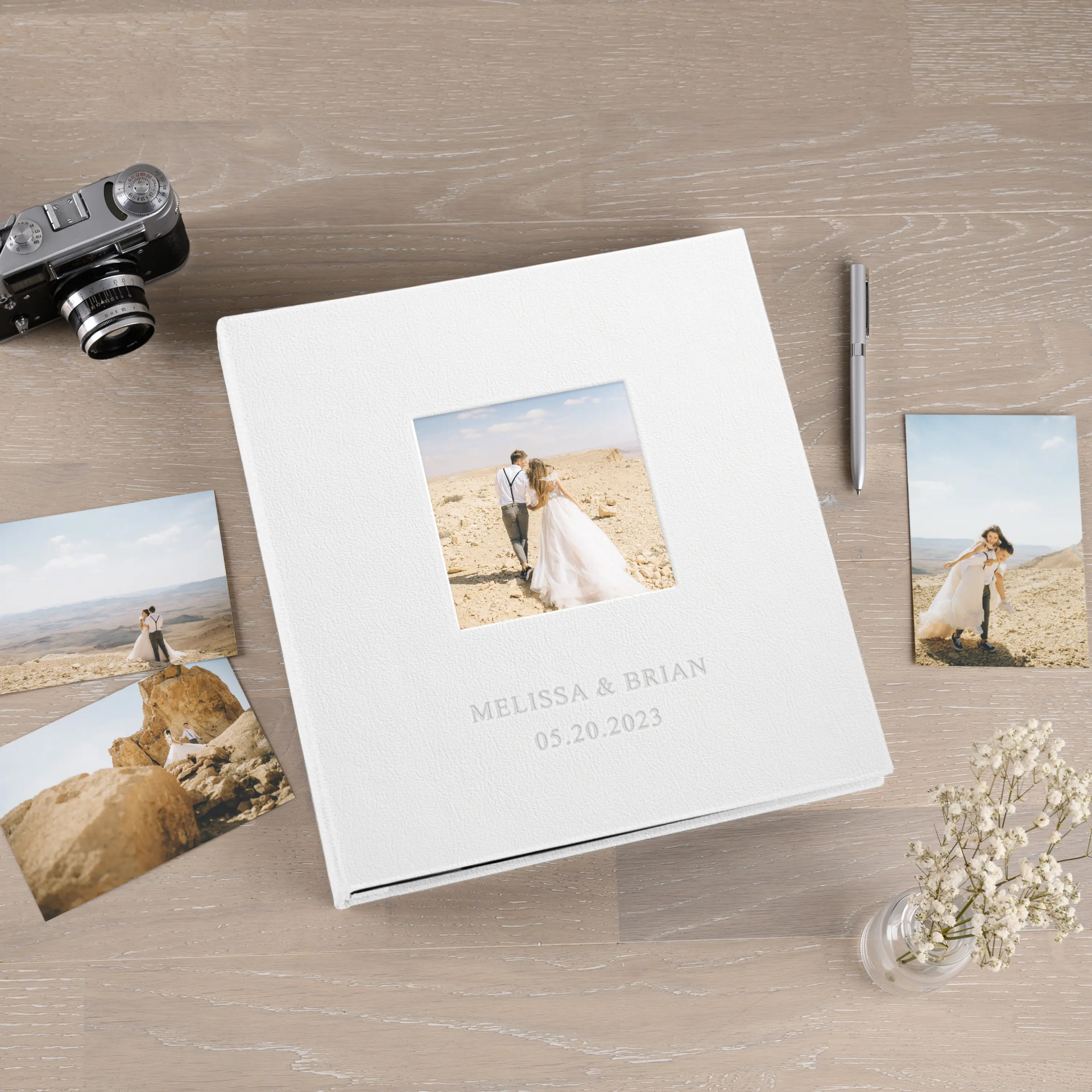 Eco Leather Lay Flat Photo Album, Photo Window - Image 4