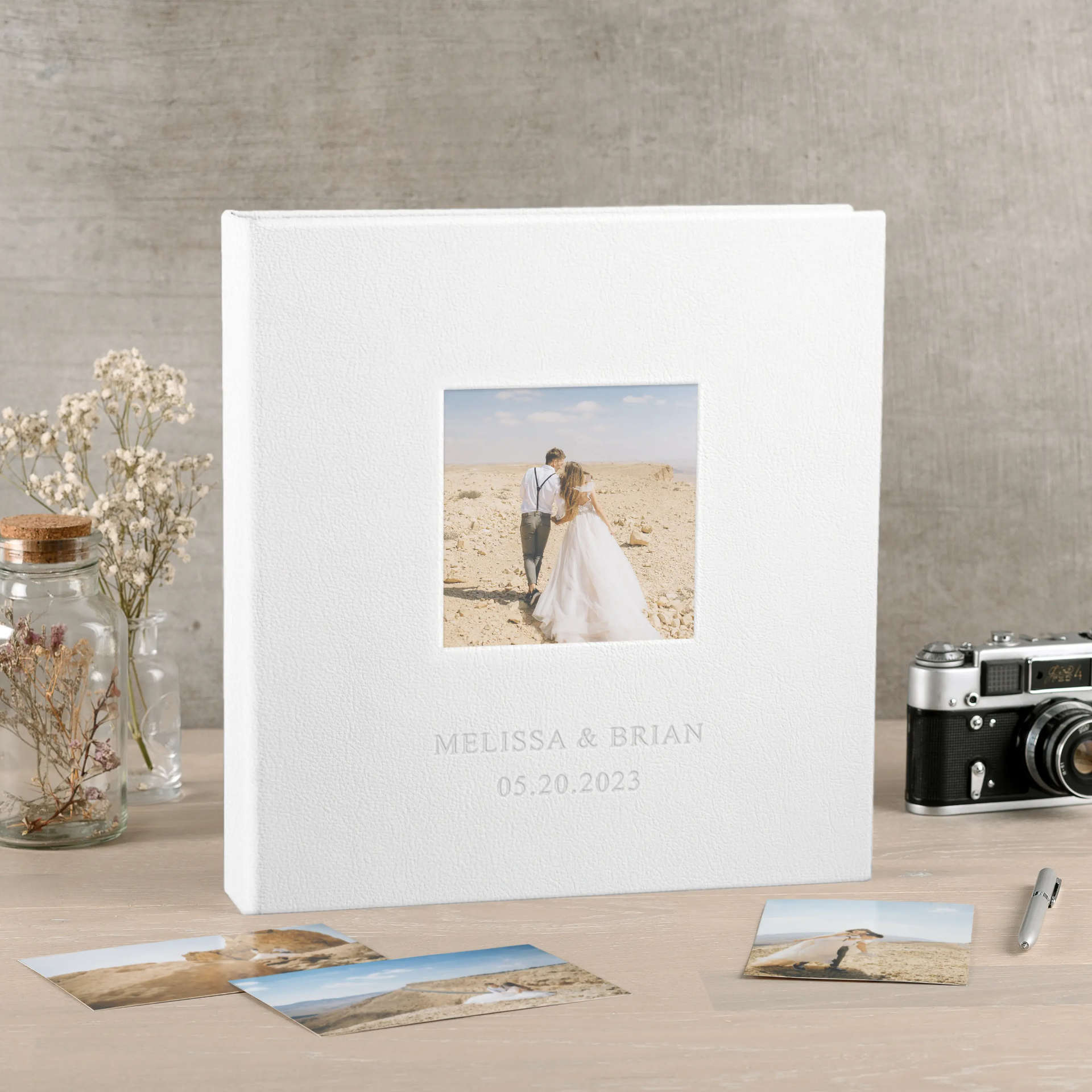 Eco Leather Lay Flat Photo Album, Photo Window