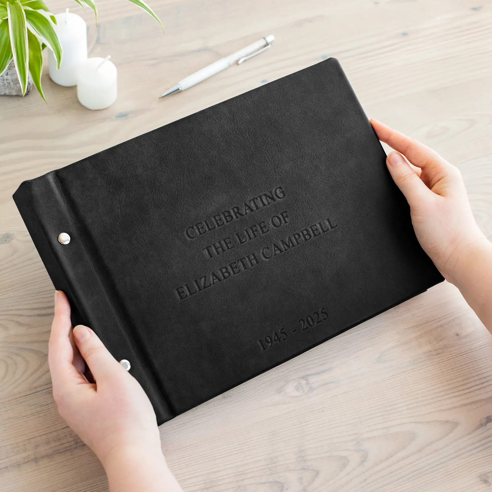 Leather Memorial Condolence Book, GBL - Image 2