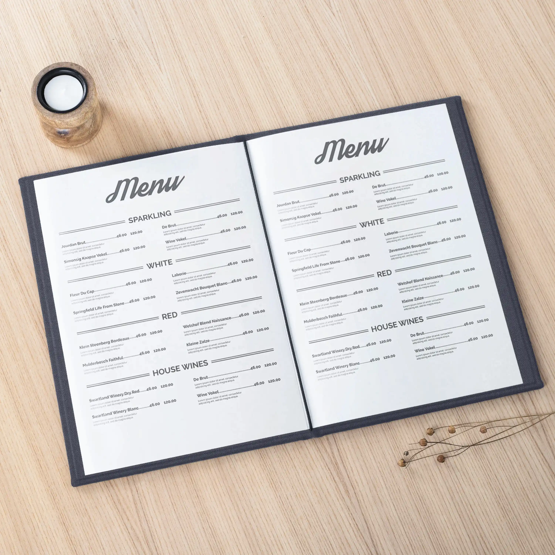 Personalized Linen Menu Book - Image 2