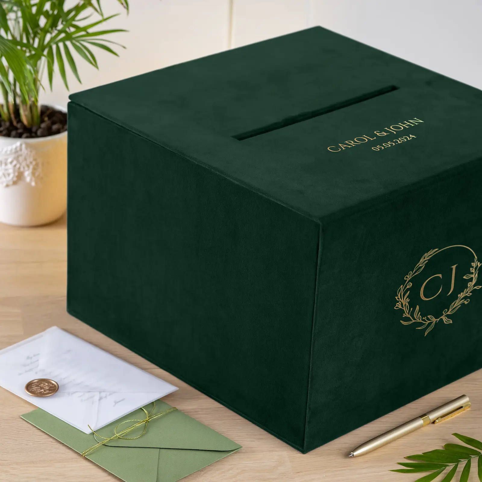Velvet Wedding Card Box With Slot, Design W198 - Image 2