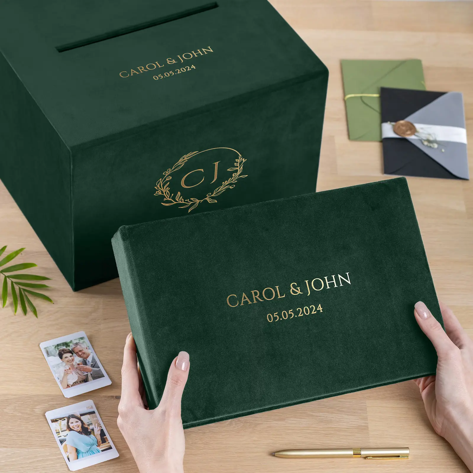 Velvet Wedding Card Box With Slot, Design W198 - Image 6
