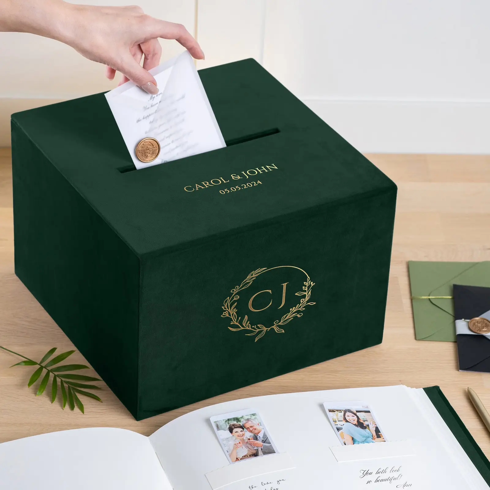 Velvet Wedding Card Box With Slot, Design W198
