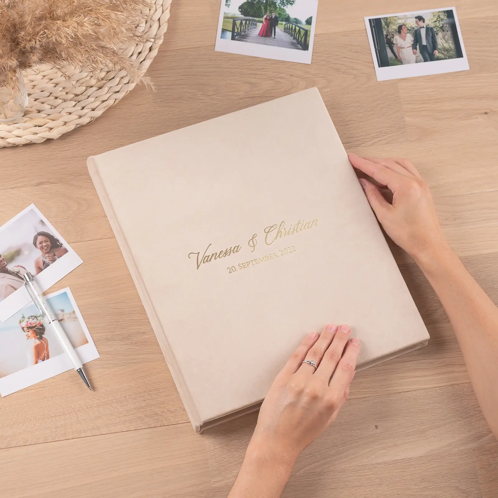 Velvet Wedding Guest Book Vertical - Image 4