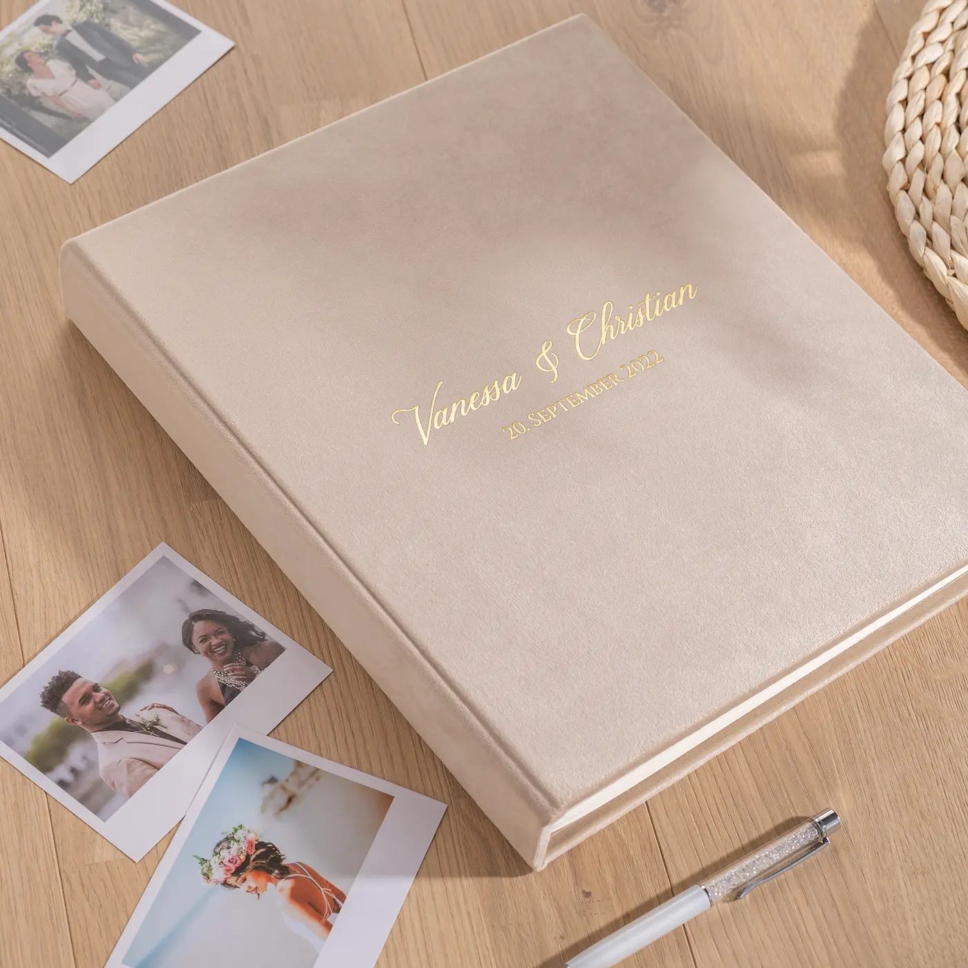 Velvet Wedding Guest Book Vertical - Image 5