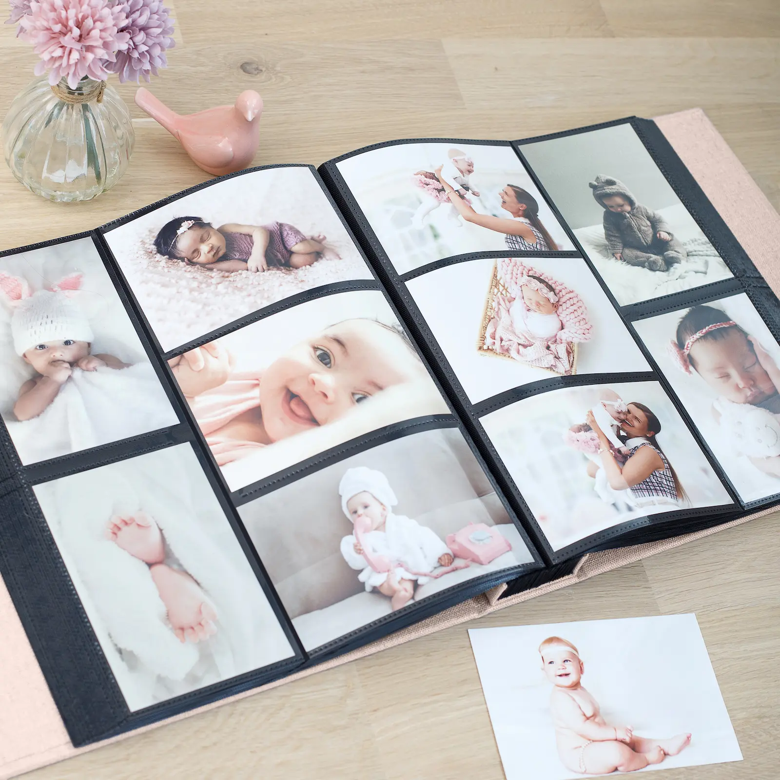Linen Slip In Baby Photo Album for 100-1000 4x6 Photos - Image 2