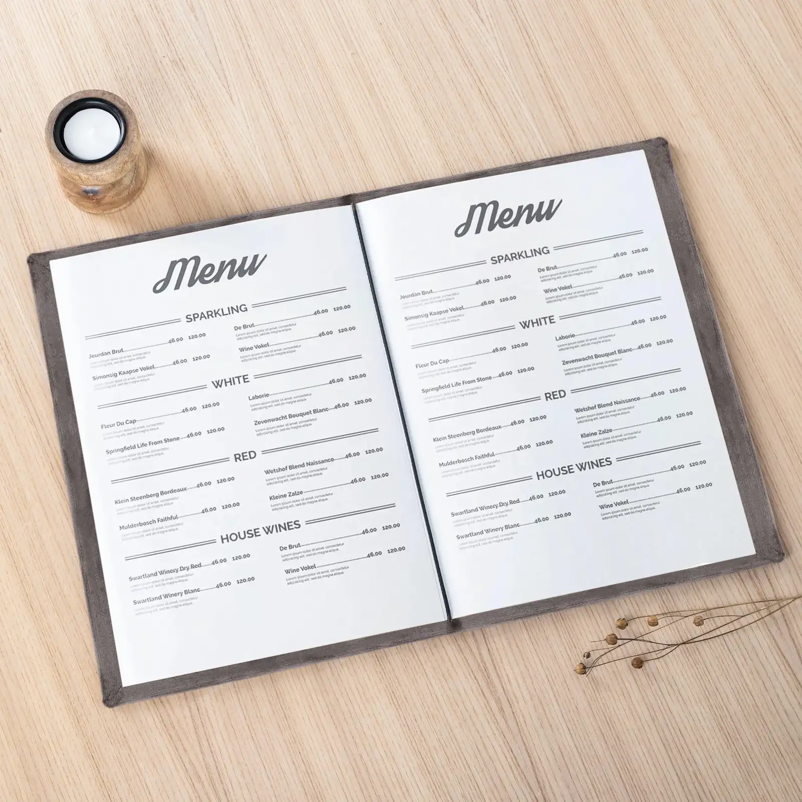 Velvet Menu Book with Elastic Band - Image 5