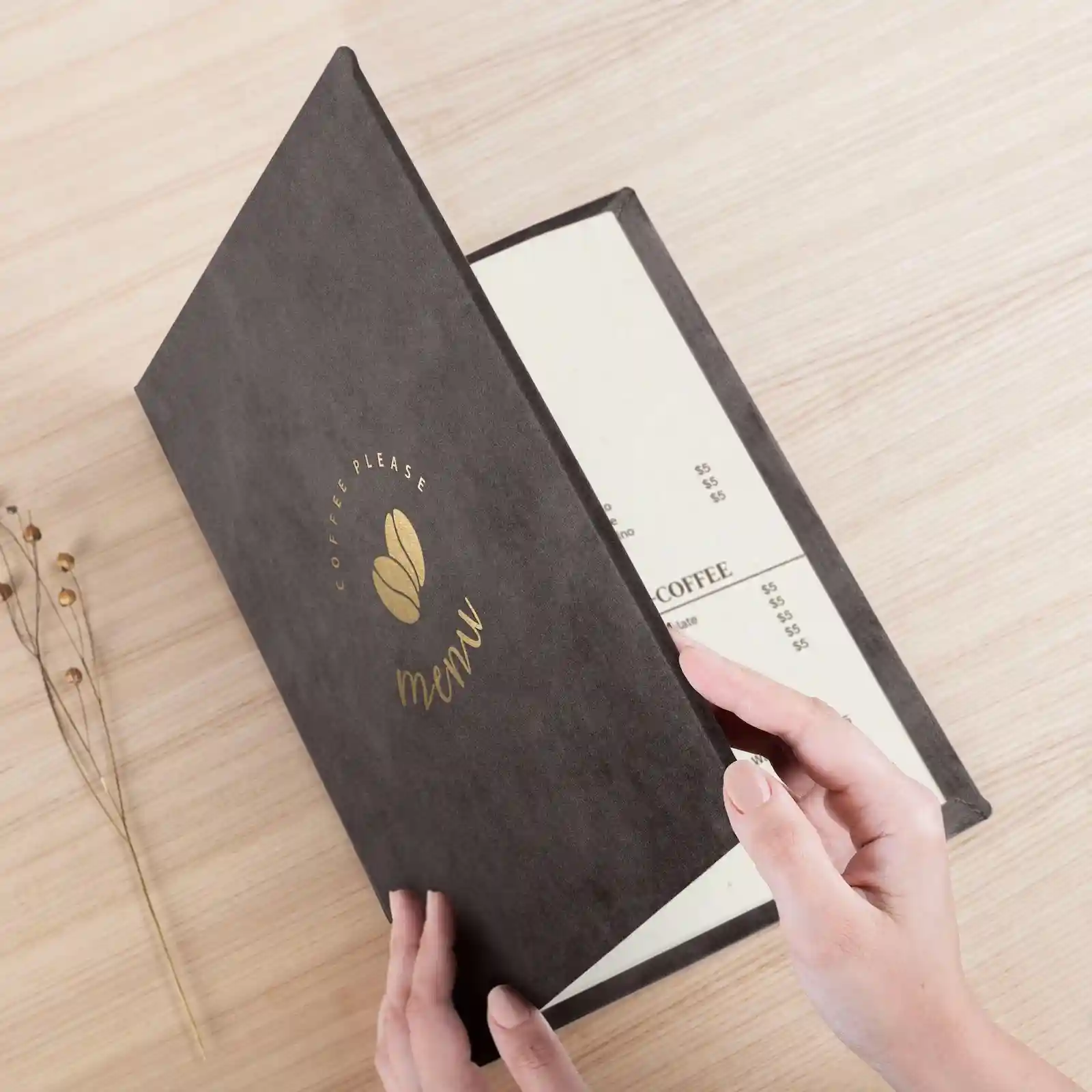 Velvet Menu Book with Elastic Band - Image 3