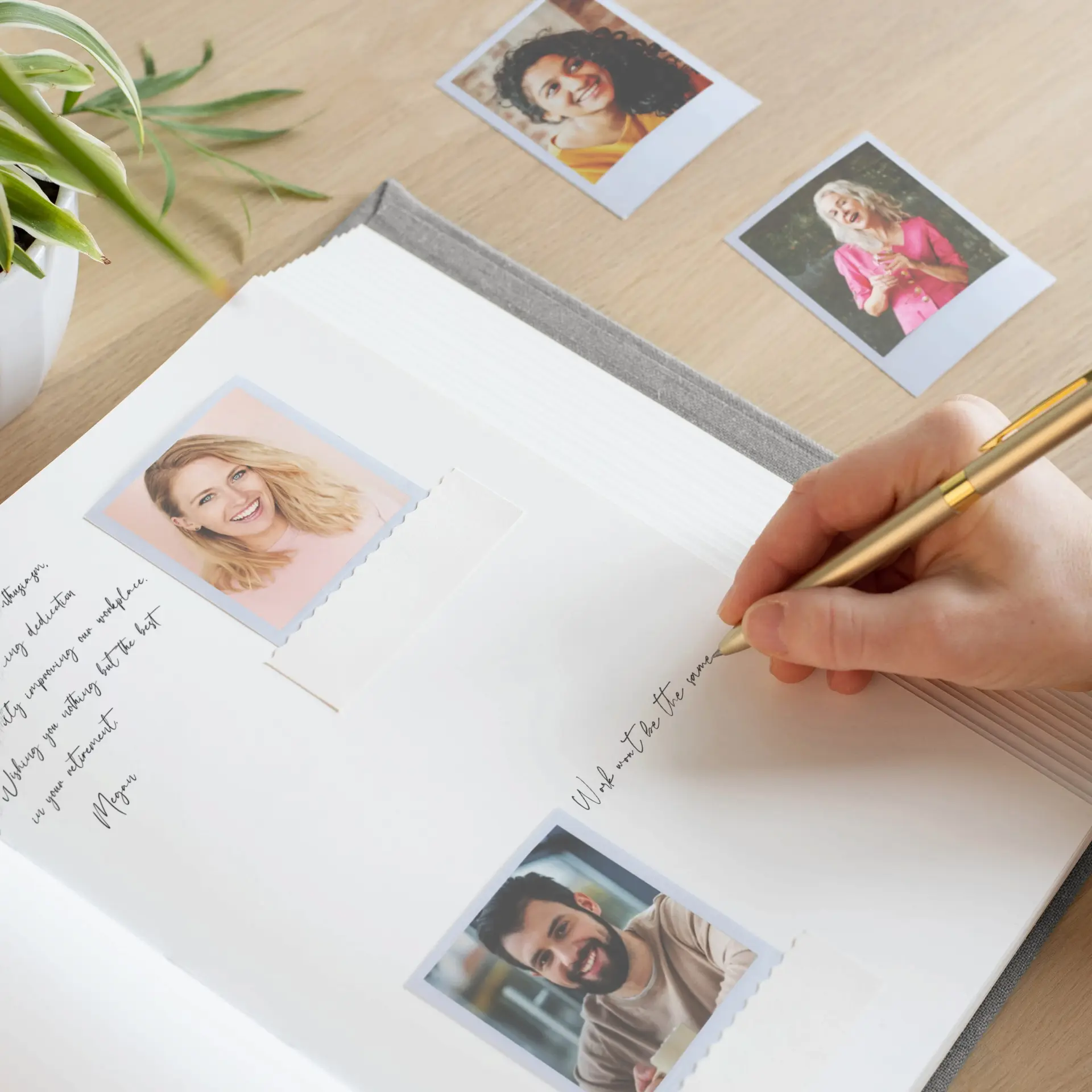 Linen Retirement Guest Book Vertical M55 - Image 3