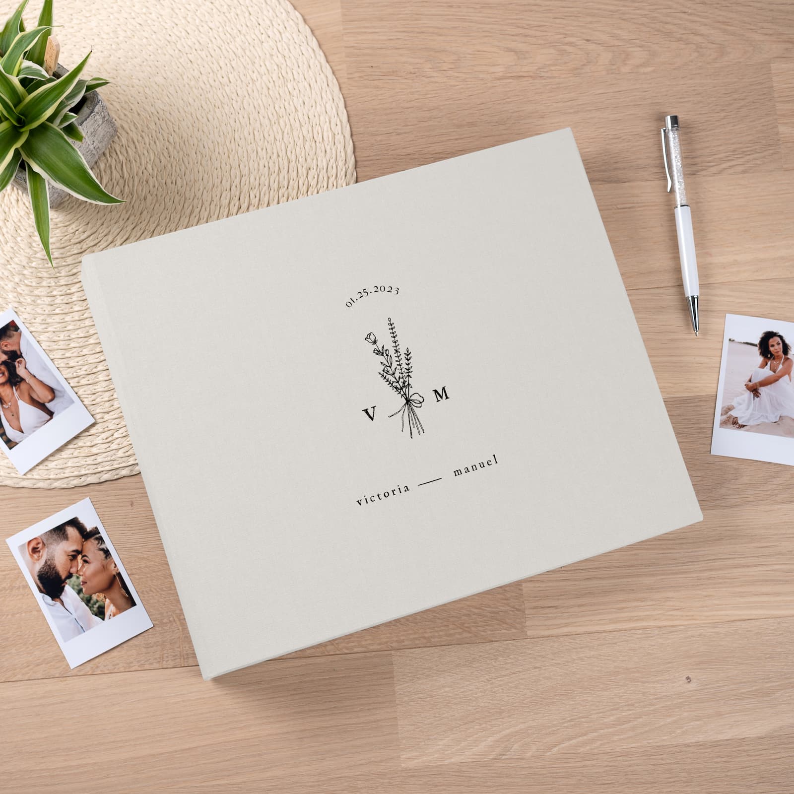 Linen Wedding Guest Book UV - Image 3