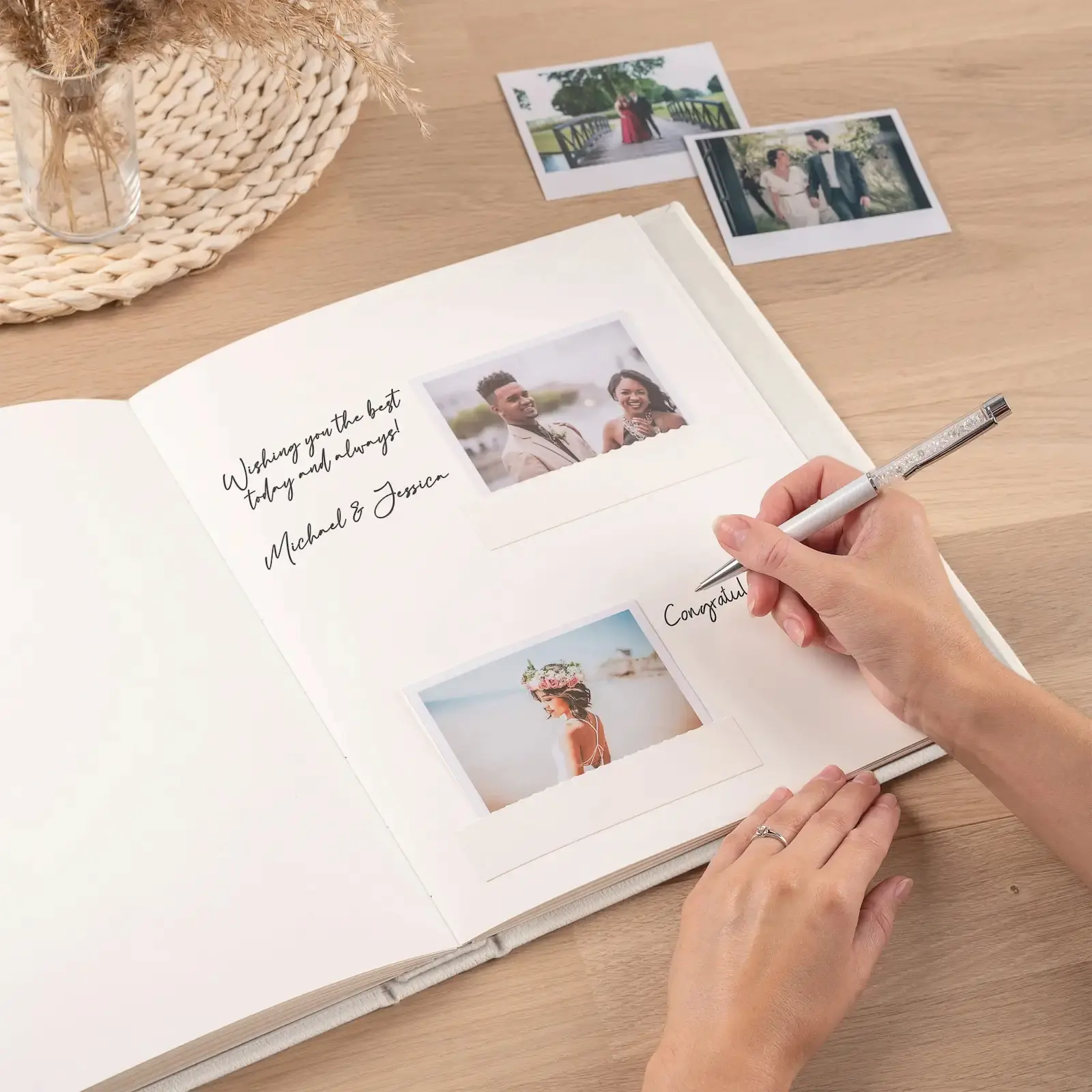 Leather Wedding Guest Book Vertical UV - Image 5