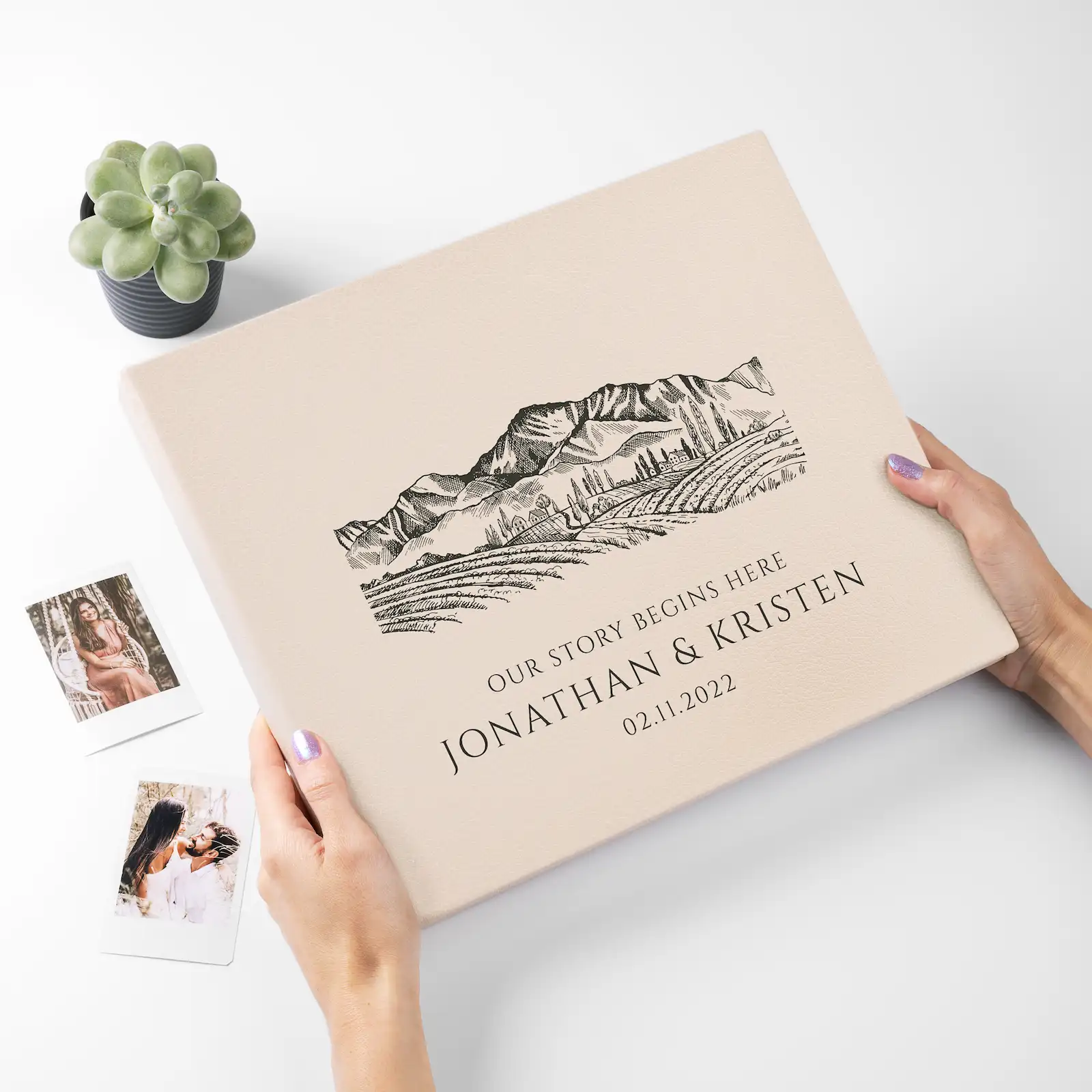 Eco Leather Wedding Guest Book  W1 UV - Image 4