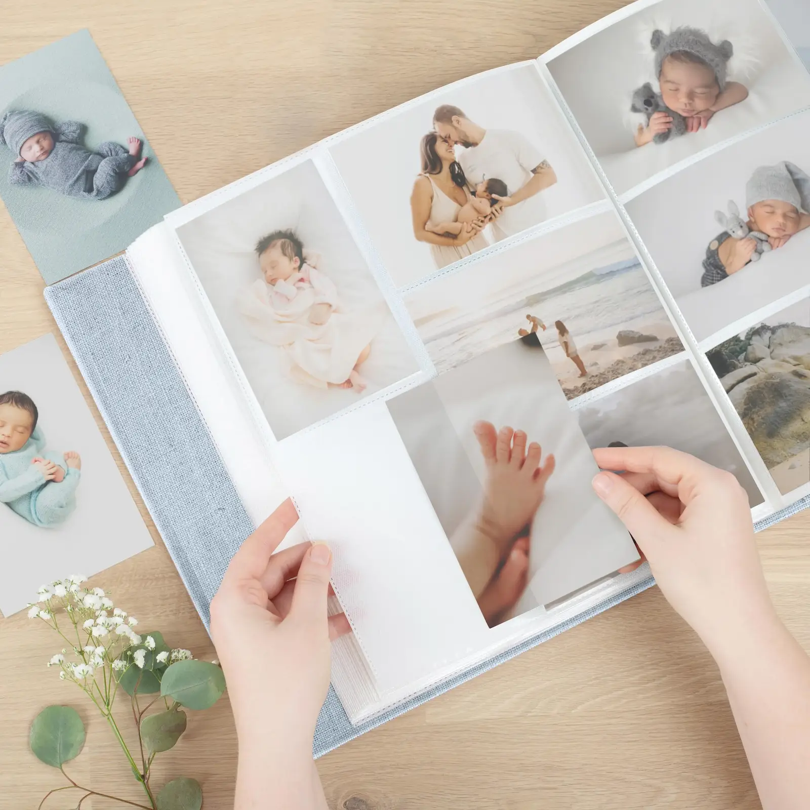 Linen Baby Slip In Photo Album for 100-1000 4x6 Photos, Design B83 - Image 4