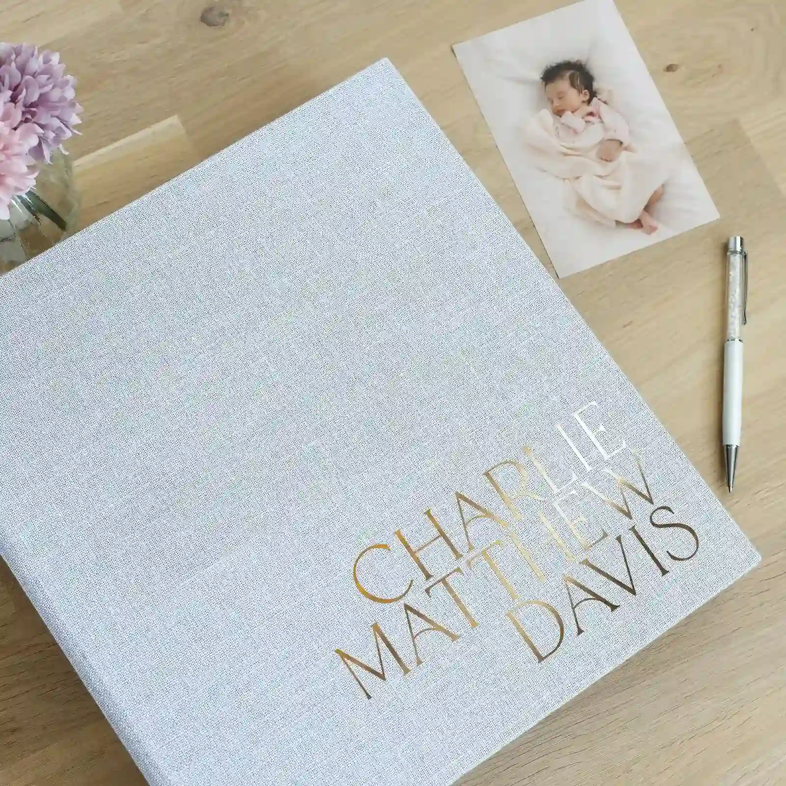 Linen Baby Slip In Photo Album for 100-1000 4x6 Photos, Design B83