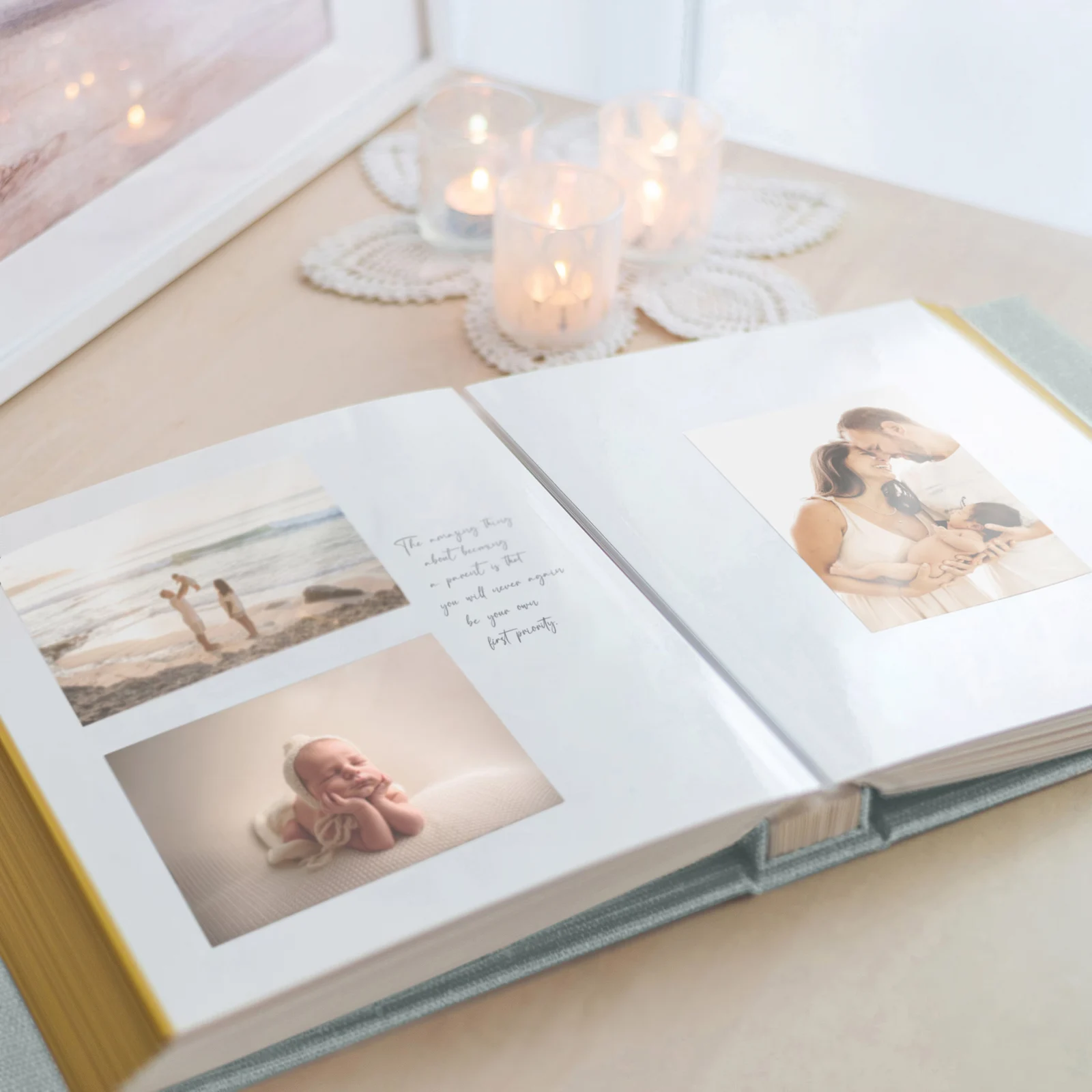 Linen Baby Self Adhesive Photo Album, Design B74 - Image 3