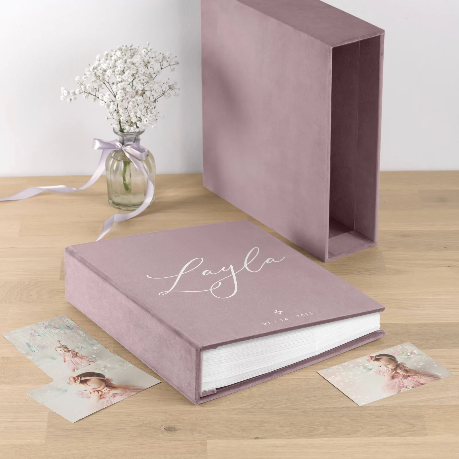 Velvet Slip In Baby Photo Album for 100-1000 4x6 Photos, Design B116 - Image 5