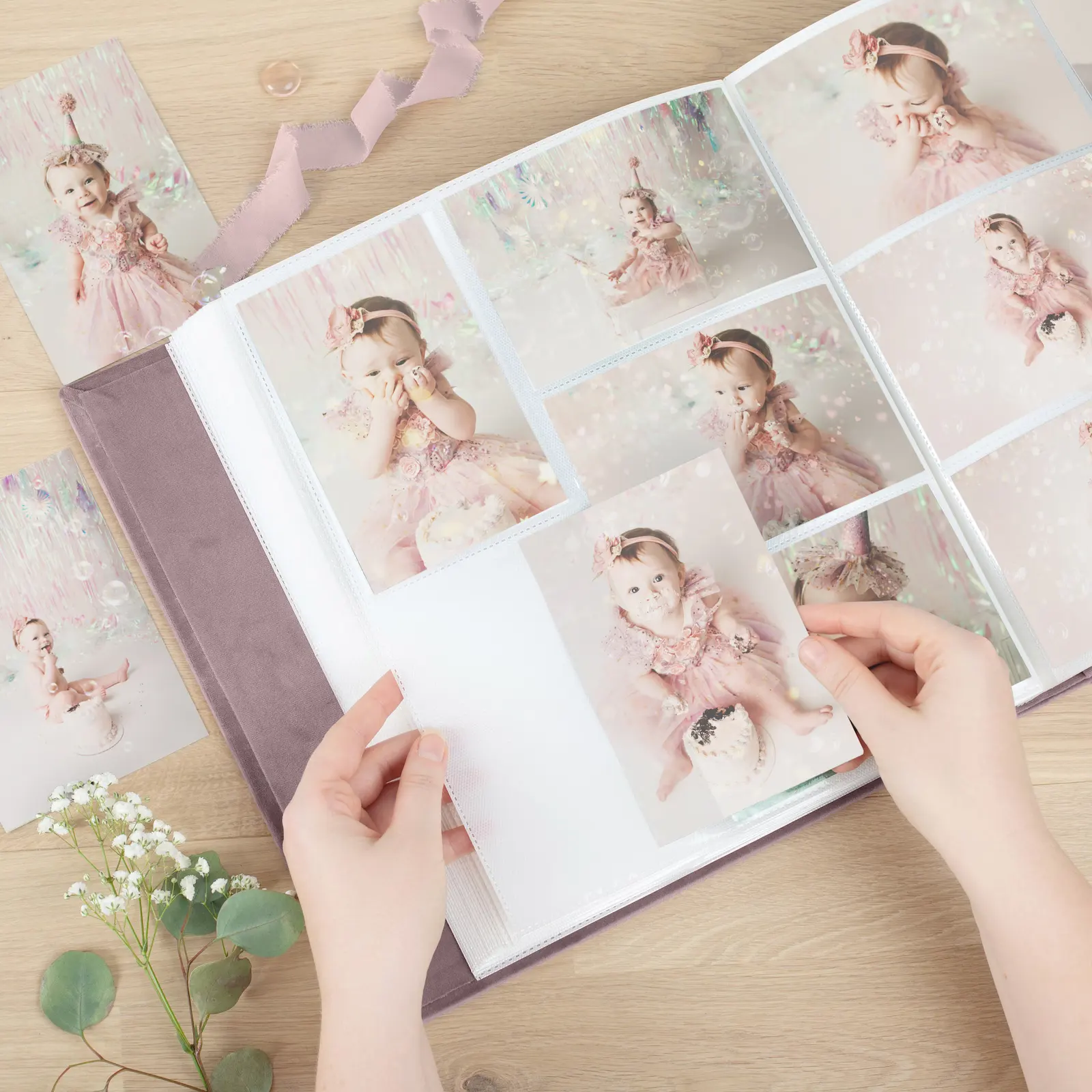 Velvet Slip In Baby Photo Album for 100-1000 4x6 Photos, Design B116 - Image 4