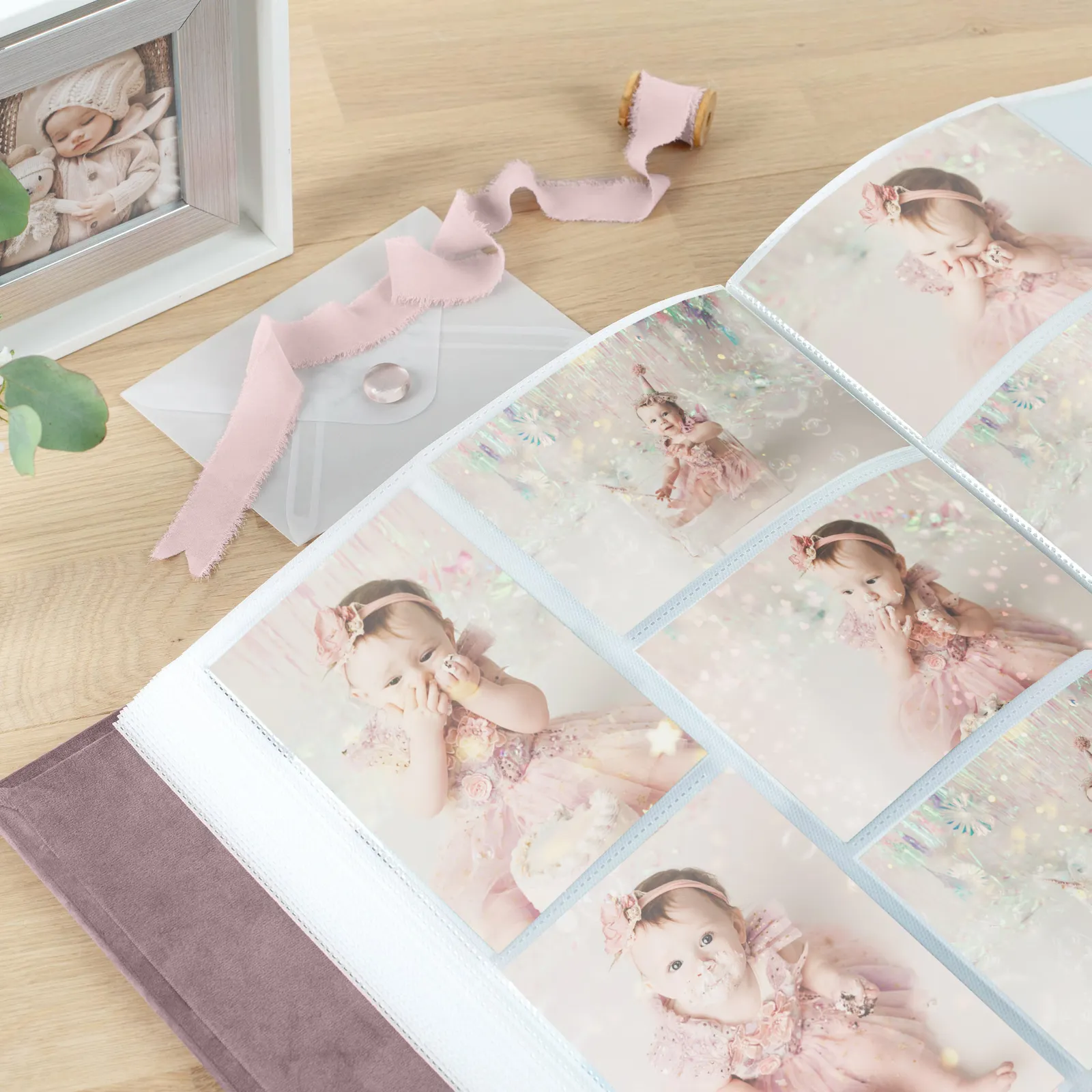 Velvet Slip In Baby Photo Album for 100-1000 4x6 Photos, Design B116 - Image 3