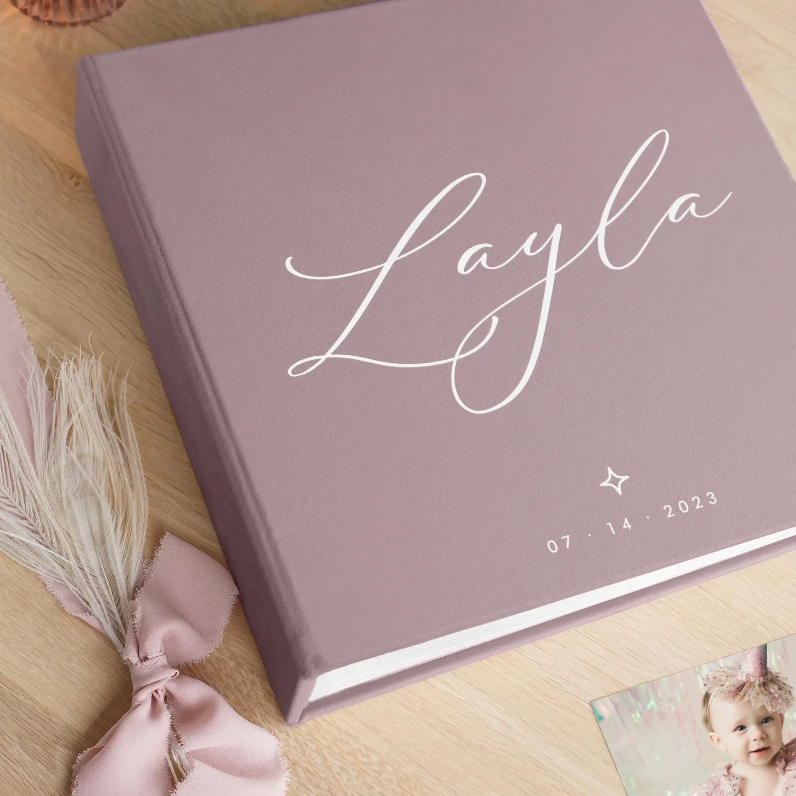 Velvet Slip In Baby Photo Album for 100-1000 4x6 Photos, Design B116 - Image 2