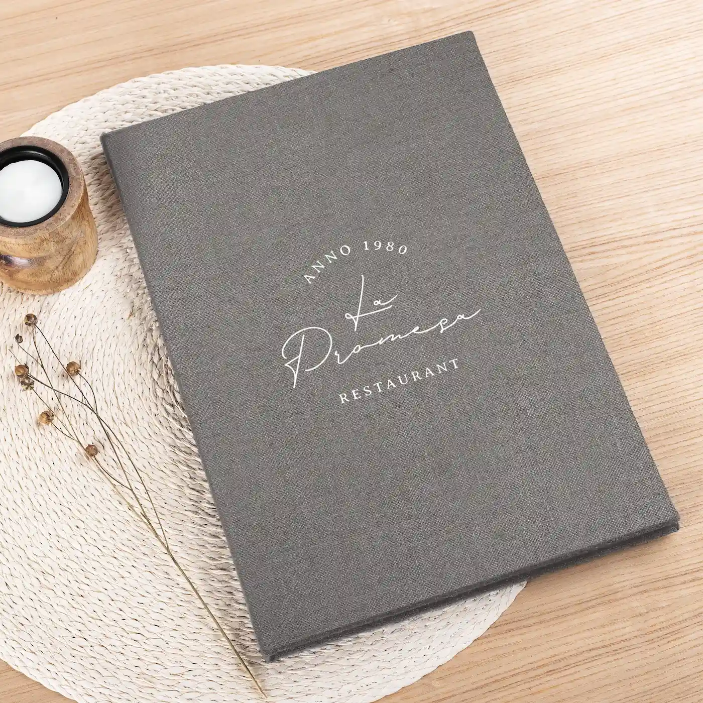Linen Menu Book with Elastic Band - Image 2