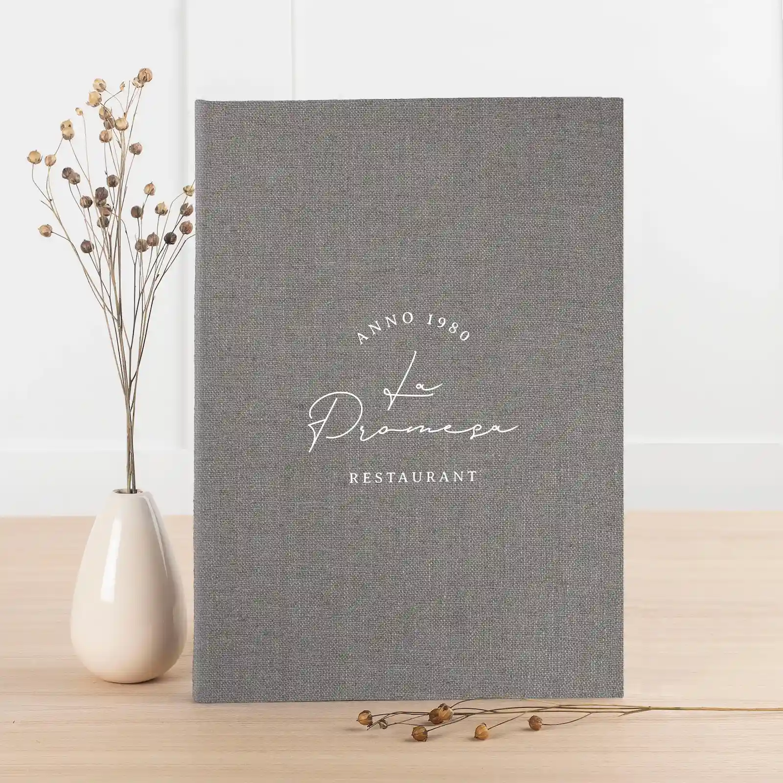Linen Menu Book with Elastic Band - Image 3