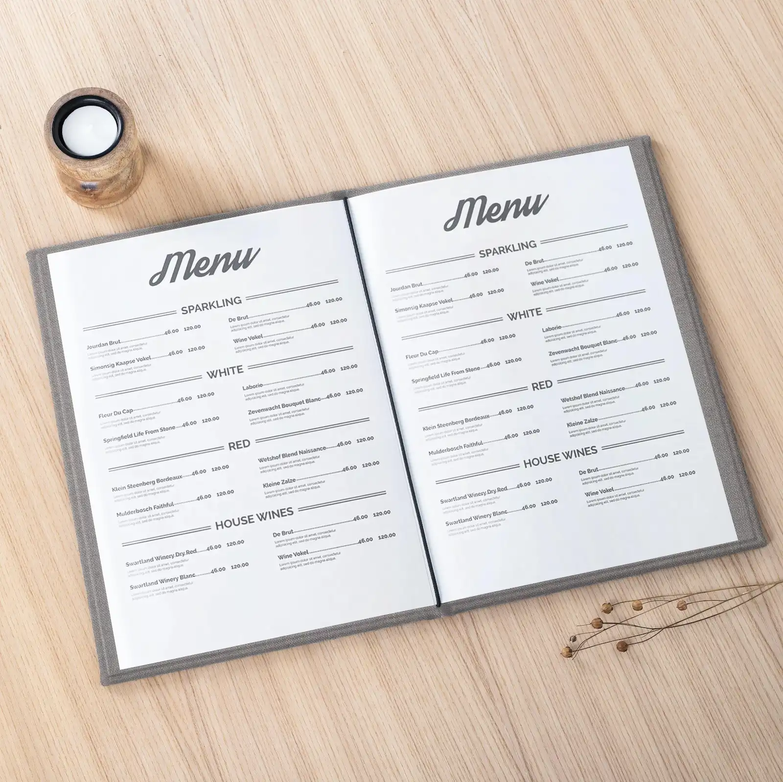 Linen Menu Book with Elastic Band - Image 5