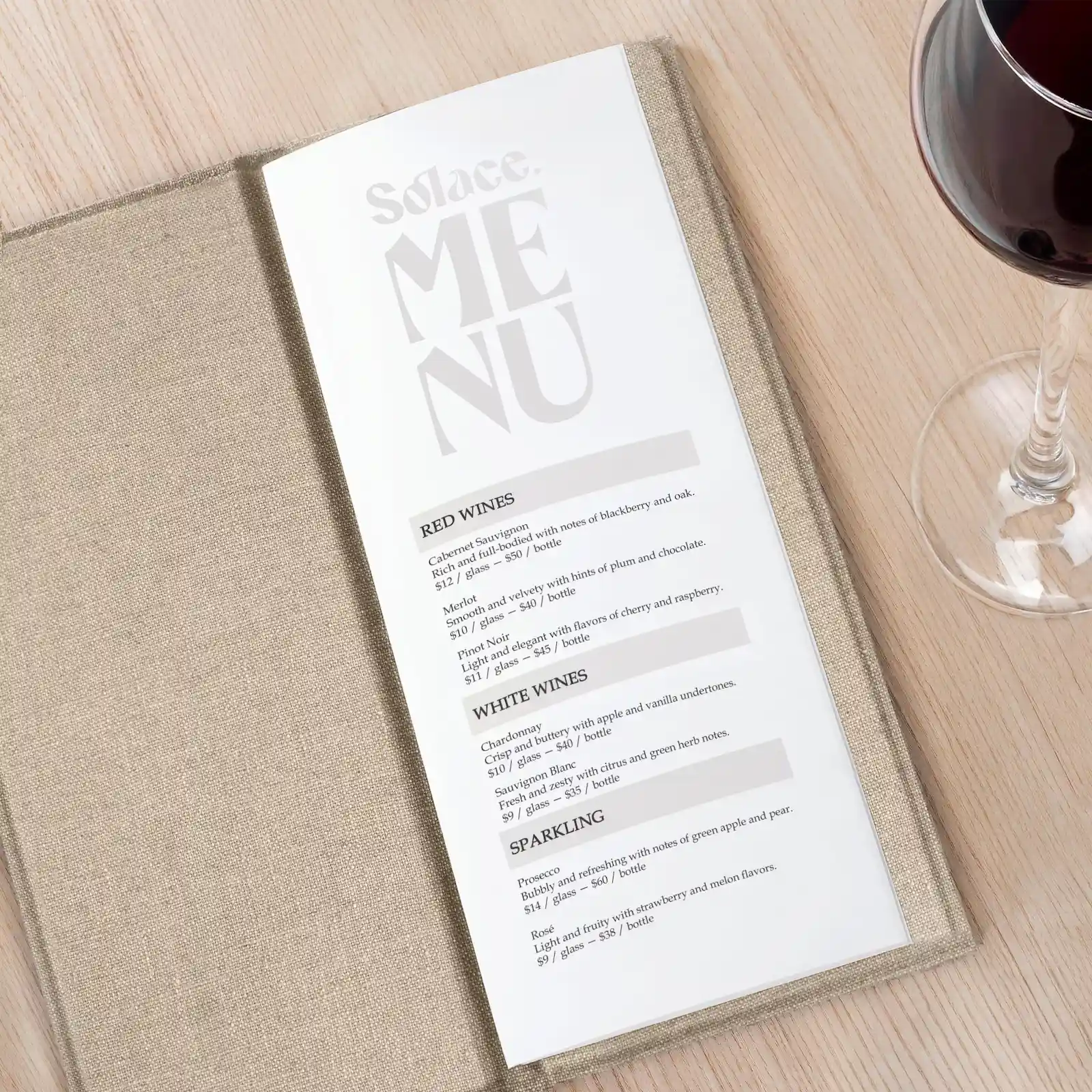 Linen Wine Menu Book - Image 2