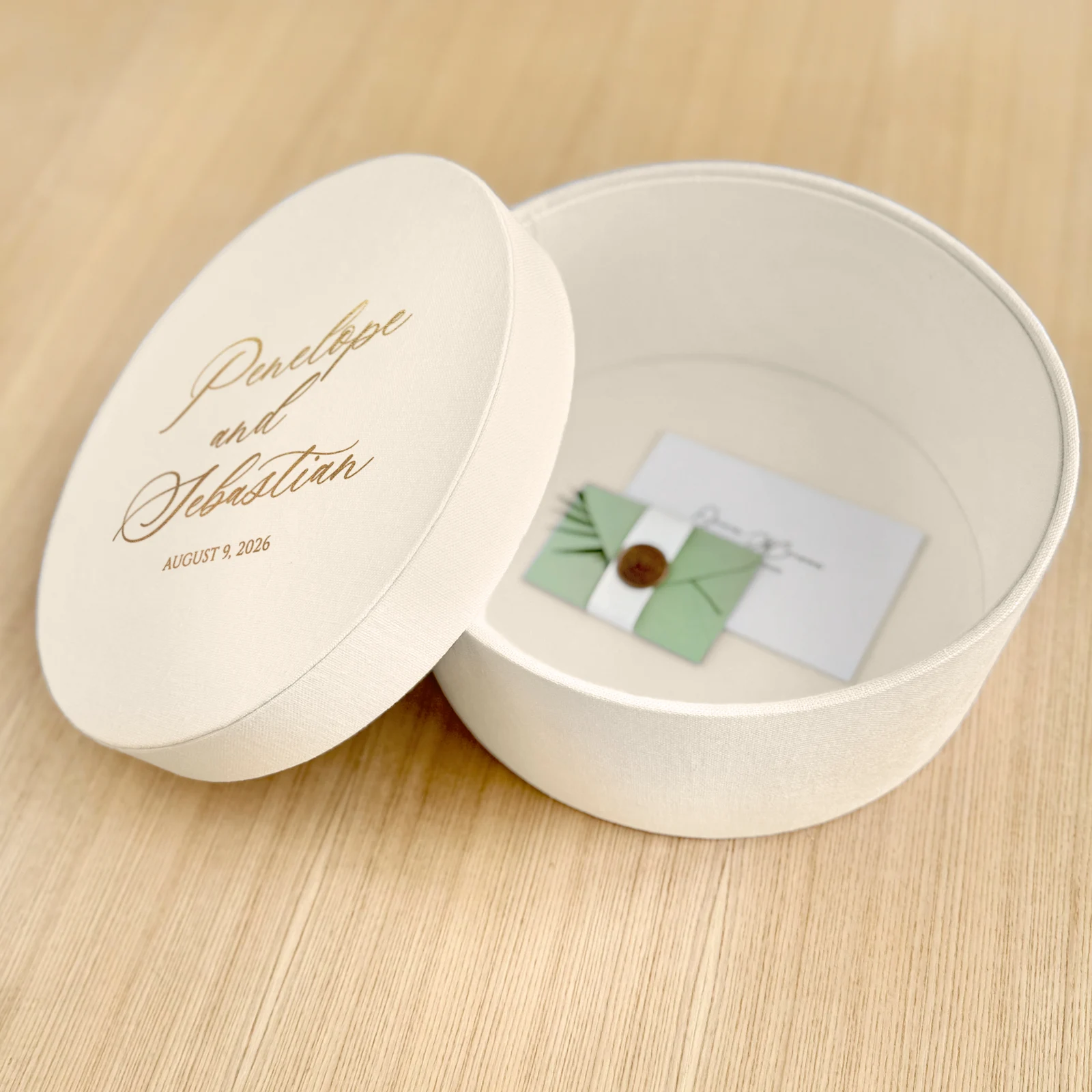 Linen Round Keepsake Box