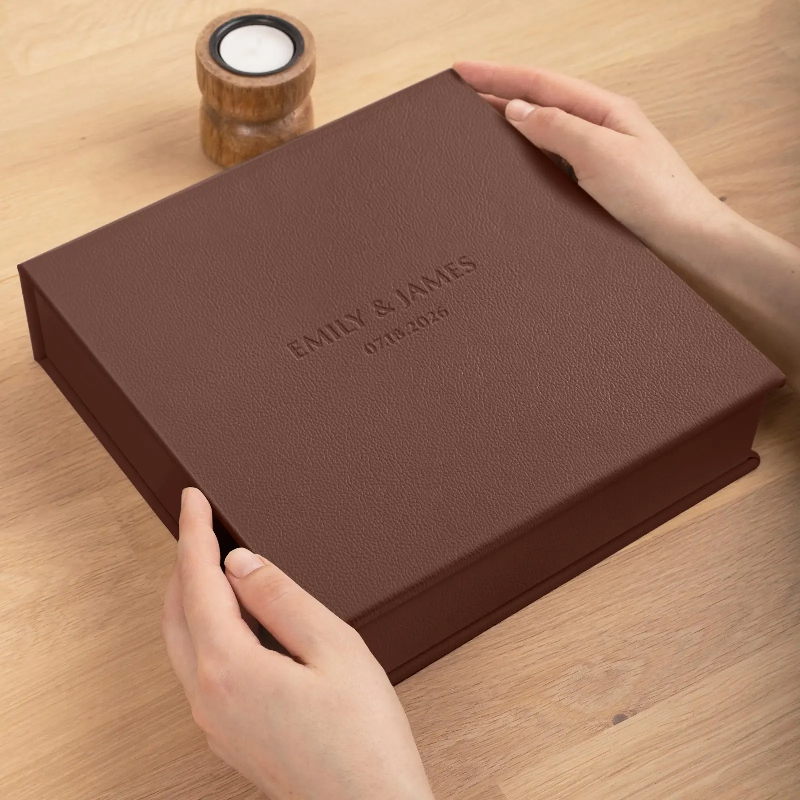 Leather Keepsake Box with Velvet Interior - Image 4
